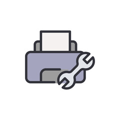 Printer Maintenance And Repair Concept With Wrench On Isolated View