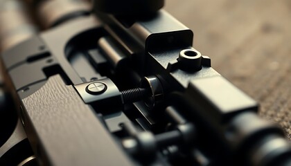 close up shot of a gun on a table