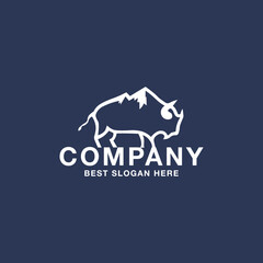 Bull and mountain logo in abstract shape