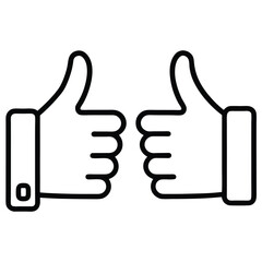 Graphic with a vector thumb up, along with thumb up and down symbols