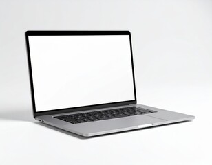 Fototapeta premium Modern laptop with a blank white screen on a clean white background (1)