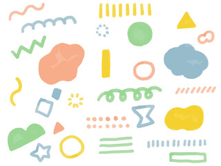 手描きあしらいセット　幾何学模様　パステルカラー　水彩