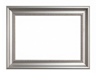 Silver picture frame with beaded inner edge isolated on white background