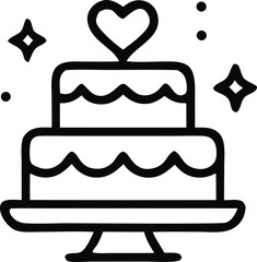 Twotiered wedding cake with a heart topper, perfect for wedding invitations, bridal blogs, bakery promotions, and Valentines Day designs