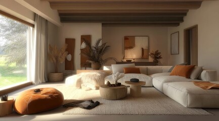 Modern Living Room with Neutral Tones and Natural Light