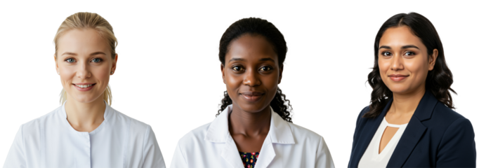 Diverse Female Professionals in Laboratory and Corporate Attire
