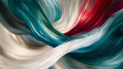 Abstract Swirling Teal Red White Cream Paint Texture Background