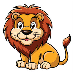 Lion cartoon vector illustration.Majestic big cat artwork perfect for wildlife, safari, and jungle themes.