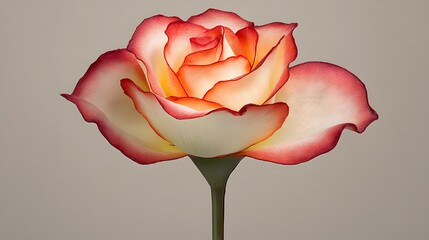 Elegant Cream and Red Rose Bloom Closeup Photography