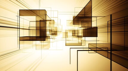 Abstract Brown Geometric Structure Digital Art