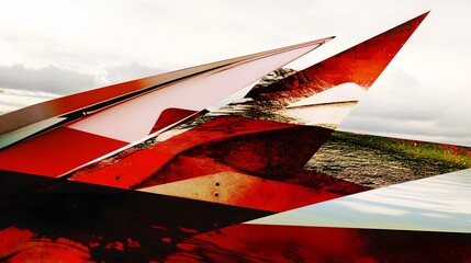 Abstract Red Geometric Shapes Landscape Design