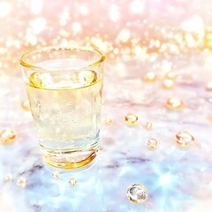 Elegant drink still life with a light, sparkling backdrop for a celebratory toast