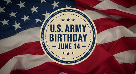 U.S. Army Birthday June 14 Graphic with American Flag Background