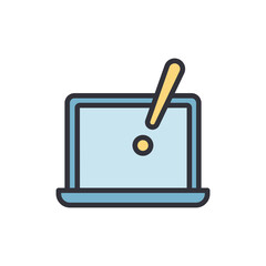 Laptop Screen Alert With Exclamation Mark Vector Illustration Icon