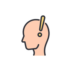 Creative Mind With Exclamation Point Thinking Icon Illustration