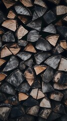Stacked Firewood Winter Woodpile Rustic Texture Background