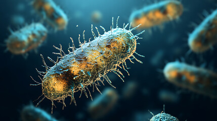 Fototapeta premium Microscopic View of Bacteria with Detailed Surface Features
