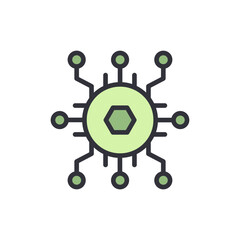 Isolated Central Processing Unit Icon Design Concept On Transparent