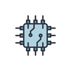 Stylized Microchip Icon With Intricate Connections In Soft Hues
