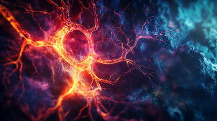 Fototapeta premium Fiery Cosmic Structure with Radiant Energy Nodes