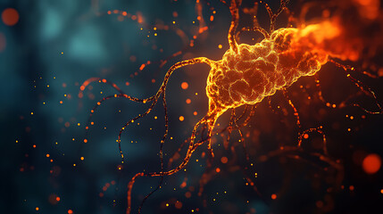 Neuron Cell with Electrical Impulses