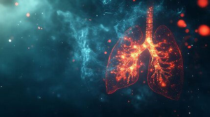 Illuminated Lungs Against a Nebulous Background