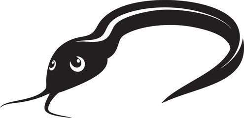 Obraz premium sleek black snake curves gracefully against a white background.