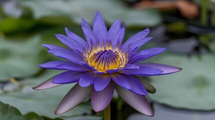 Stunning Purple Water Lily Flower Blossom Closeup