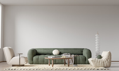 Interior Living Room Wall Mockup - 3d Illustration, 3d Rendering