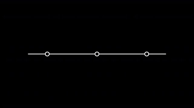 Animation Minimal White Timeline with Three Circular Date Points on Transparent Background