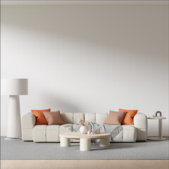 Interior Living Room Wall Mockup - 3d Illustration, 3d Rendering