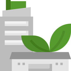 Eco Friendly Business Environment with Green Leaves and Modern Office Building