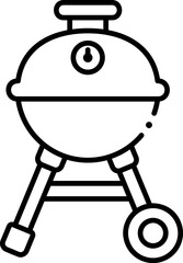 Modern backyard barbecue grill with lid and temperature gauge for outdoor cooking