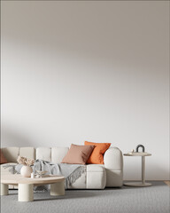 Interior Living Room Wall Mockup - 3d Illustration, 3d Rendering