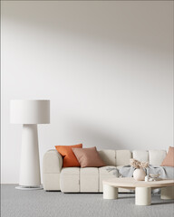 Interior Living Room Wall Mockup - 3d Illustration, 3d Rendering