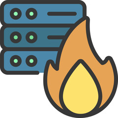 Data Security and Backup Technology with Fire Prevention Symbols