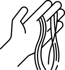 Hand Holding Strands of Fine Material Line Icon for Health or Textile Concepts