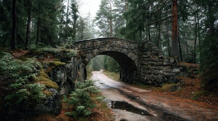 Enchanted Forest Road Stone Bridge Archway