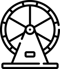 Minimalist Outline Icon of a Pet Rodent Exercise Wheel and Stand