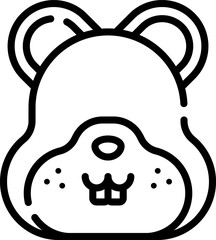 Minimalist Line Art Icon of Rodent Face with Prominent Teeth
