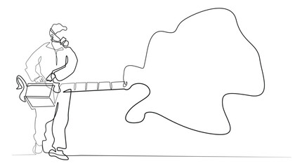 Disinfection Specialist - Single Line Vector Illustration