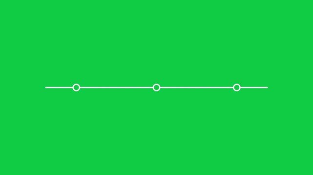Animation Minimal White Timeline with Three Circular Date Points on Green Screen Background