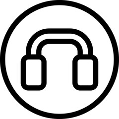 Simple Outline Icon of Over Ear Headphones in a Circle Border