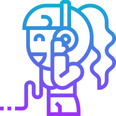 Female Figure Listening to Music with Over Ear Headphones Icon