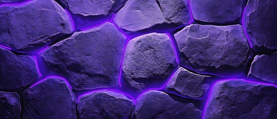 Purple Neon Glowing Stone Wall Texture Background