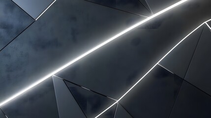 Abstract Dark Grey Geometric Wall Panel with Neon Light