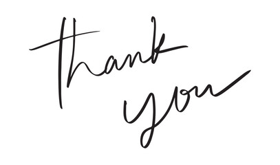 Thank you text font calligraphy hand written lettering script black color object icon thank you word business welcome thanksgiving thank you anniversary phrase thank you congratulation greeting card 