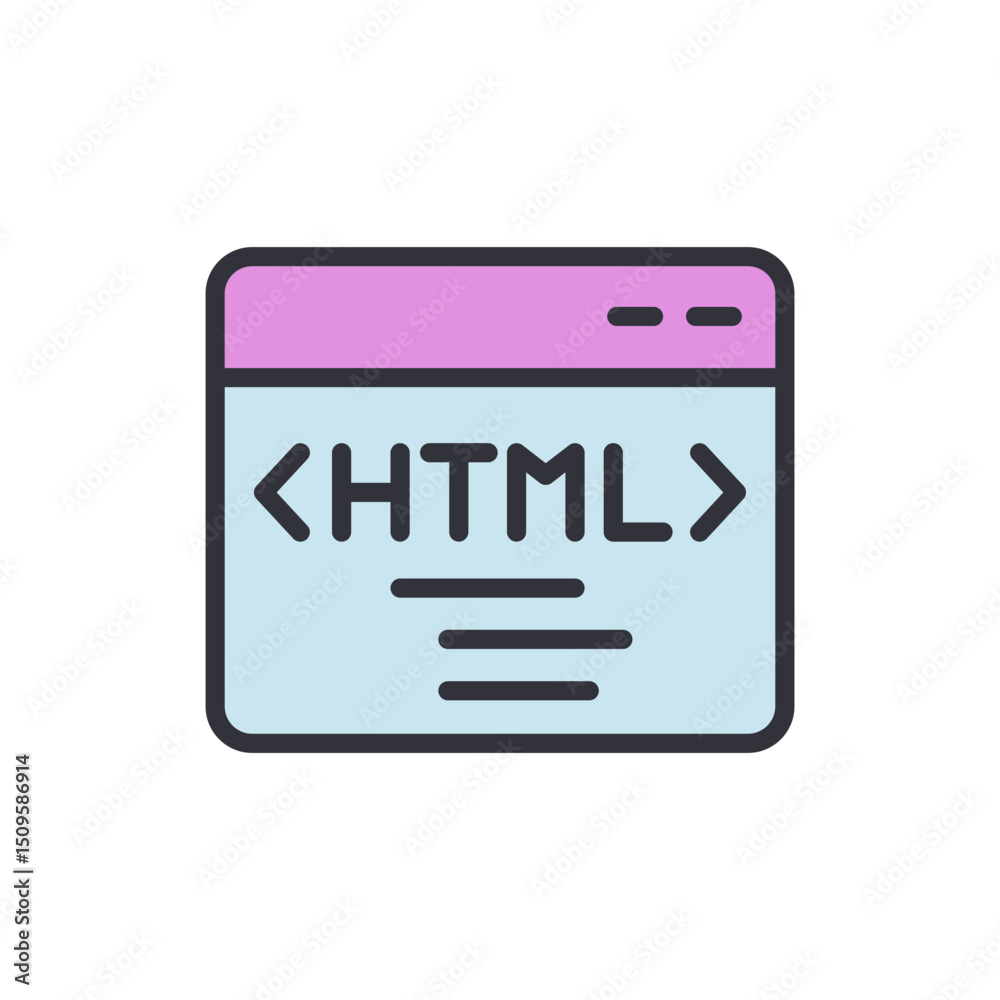 Poster stylized html code window icon on a transparent backdrop