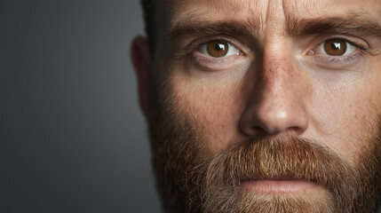 Fototapeta premium A man with brown eyes and a beard,Ai generative 