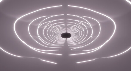 Naklejka premium Futuristic Neon Tunnel with Twisted Light Lines.